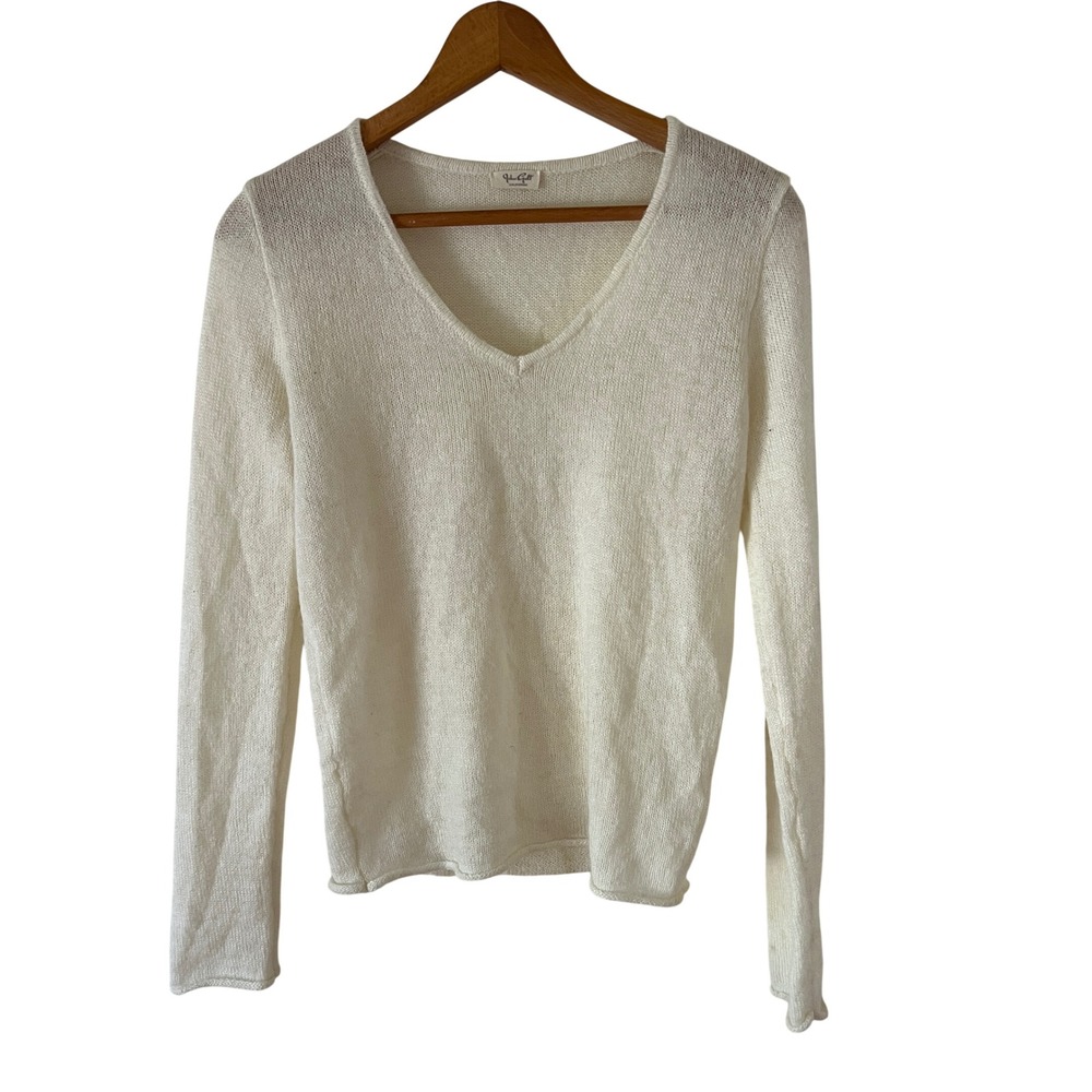 John Galt Brandy Melville Cream Mohair Wool Blend V-Neck Sweater Lightweight XS